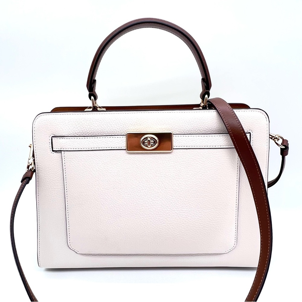 Coach Swagger Carryall Chalk White Saddle Leather Satchel Crossbody NWOT